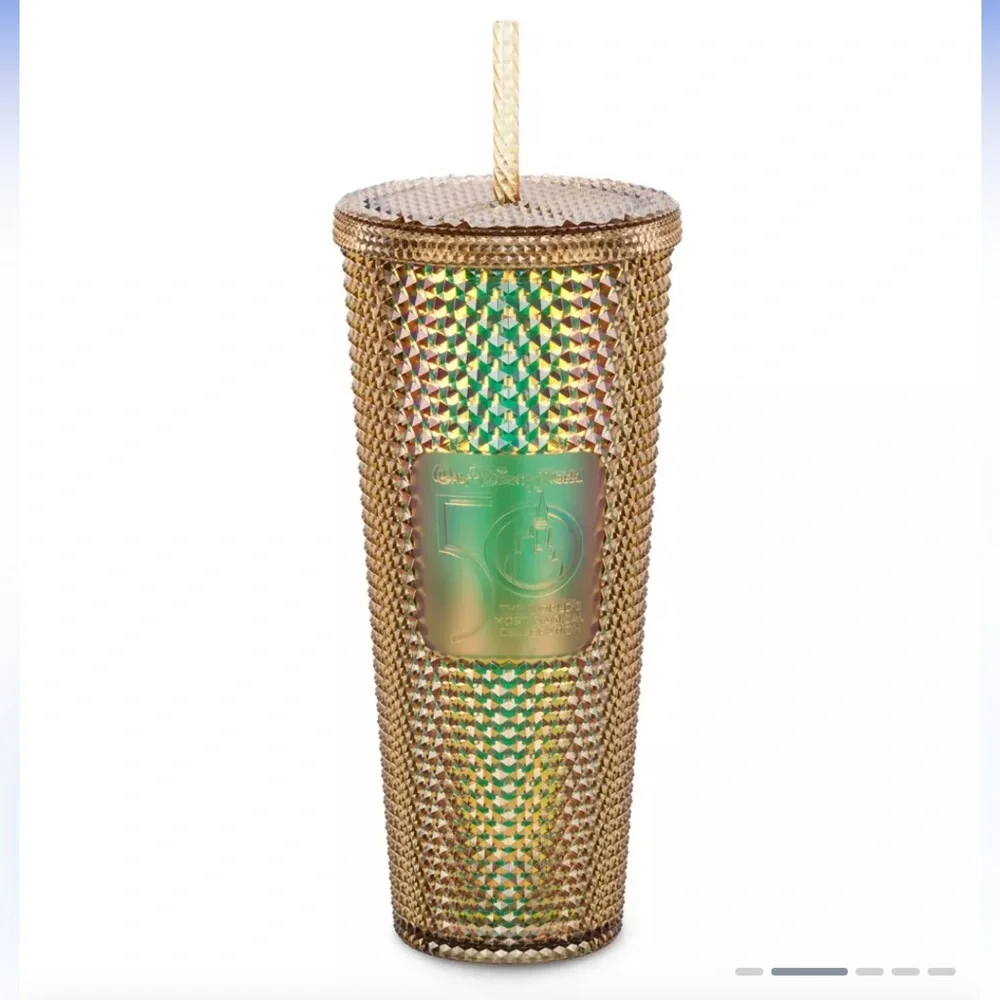 Walt Disney World 50th Anniversary Geometric Starbucks studded Tumbler Gold 24oz
